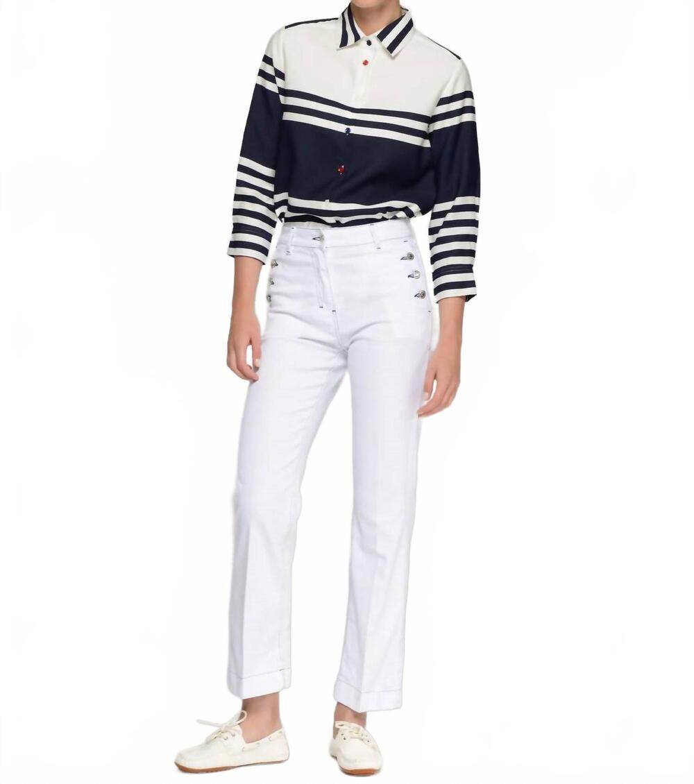 NEW VILAGALLO straight trousers with side buttons in white